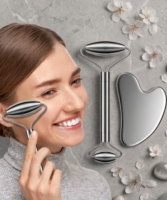 304 Stainless Steel Gua Sha & Facial Roller Set | ANUM.Z